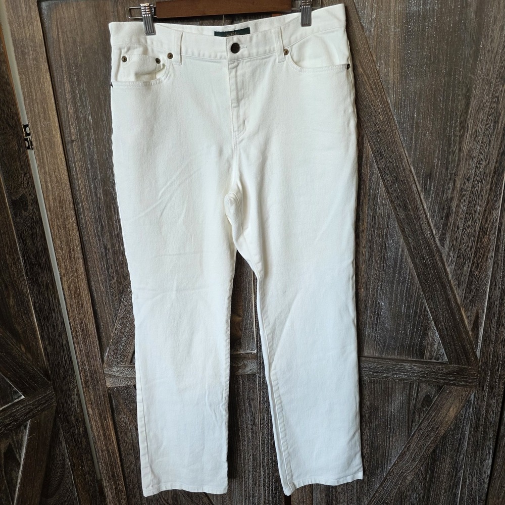LRL Lauren Jeans Co. Ralph Lauren Jeans Women's Size 10 White Denim Straight Leg